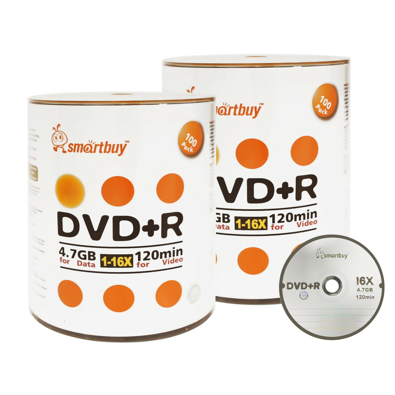 200 Smartbuy 16X DVD+R DVDR 4.7GB Logo Top Data Video Blank Recording Disc