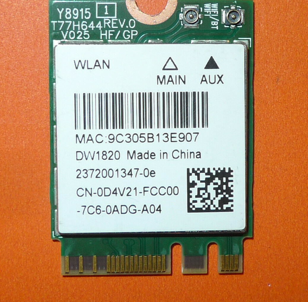 Dell Precision 15 7510 DW1820 WiFi  802.11AC + Bluetooth 4.1 M.2 Card A04 D4V21