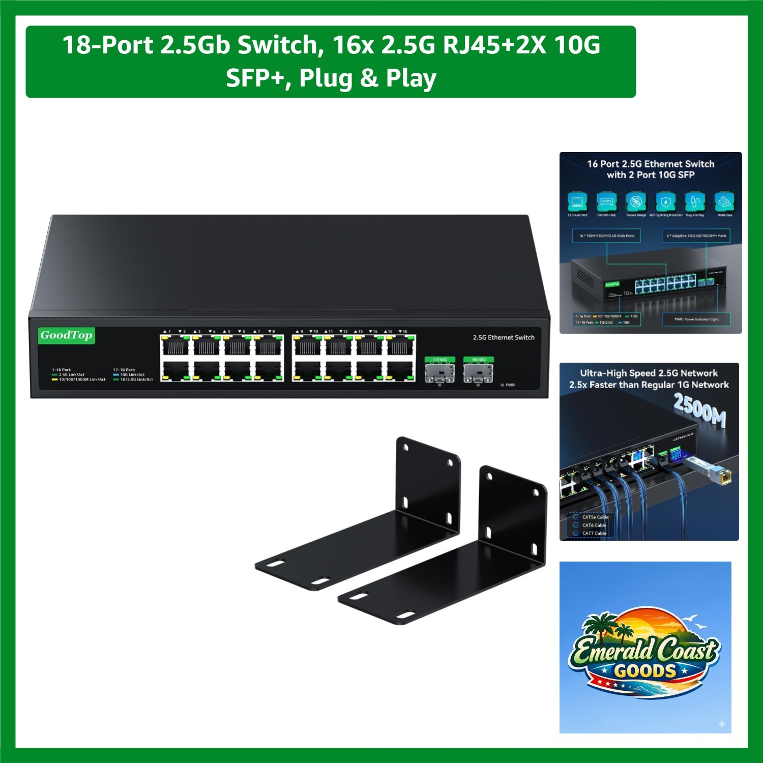 Enterprise-Class 2.5G & 10G Network Switch - 120Gbps Capacity, Silent Operation