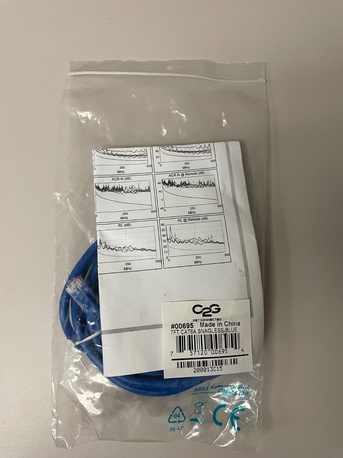 NEW C2G 00695 7ft CAT6A Snagless Unshielded UTP Ethernet Cable, Blue