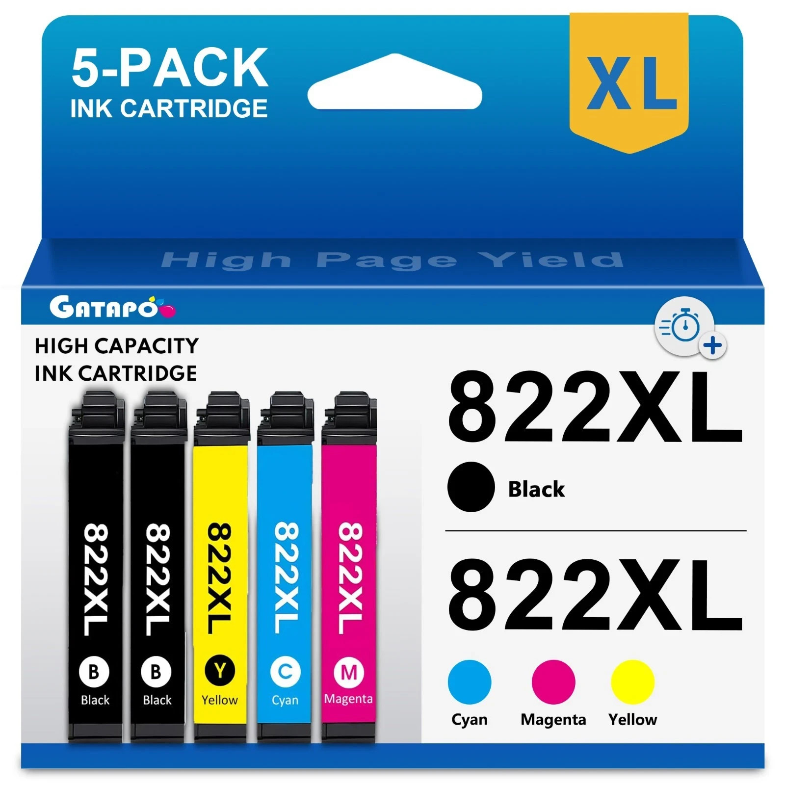 822XL T882XL Ink Cartridge For  WorkForce Pro WF3820 WF4833 WF4820 5pack