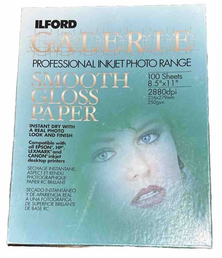 Ilford Gallerie. Pro Inkjet Photo Range. Smooth Gloss Paper. 8.5”x11”.50 Sheets