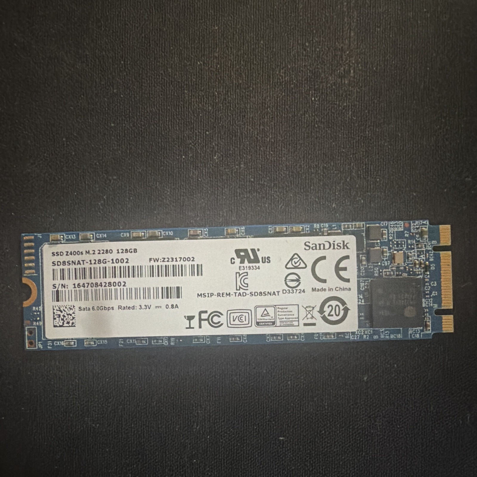 SanDisk SSD Z400S 128GB Internal M.2 2280 SATA III 6Gb/s SSD SD8SNAT-128G-1002
