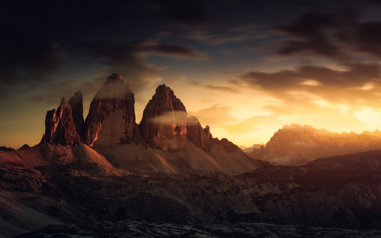 Landscape nature mountains italy sunset alps summer sky Custom Gaming Mat Desk