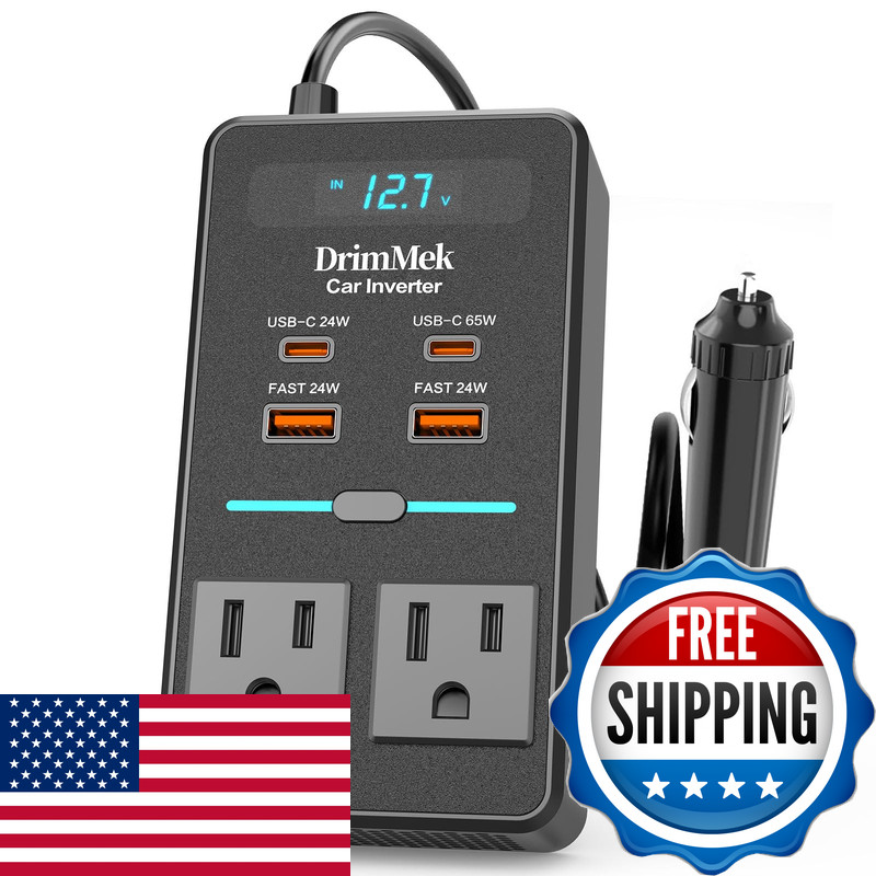 Drimmek 300W Car Power Inverter Dc 12V To 110V Ac Car Plug Adapter Led Display