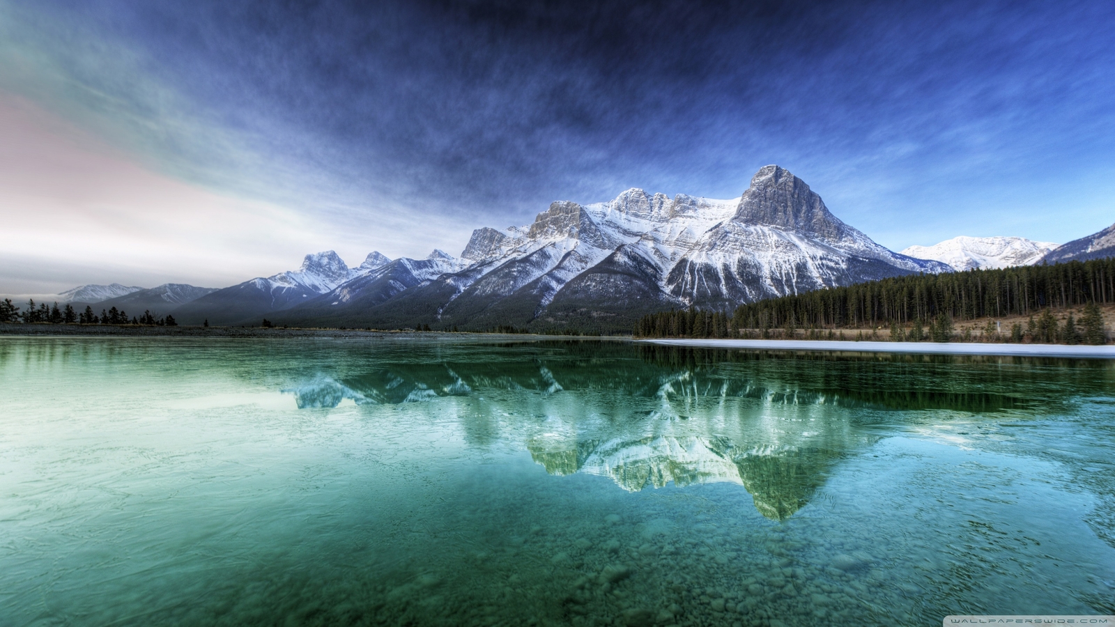 Landscape lake mountains watermarked Custom Gaming Mat Desk