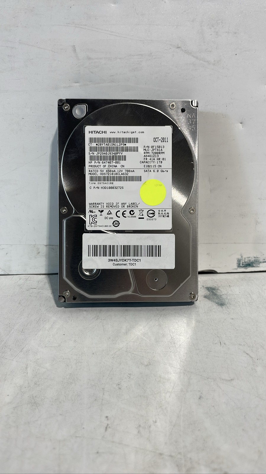 Hitachi 1TB HDS721010CLA632 647467-001 SATA 3.5" 7200RPM HDD