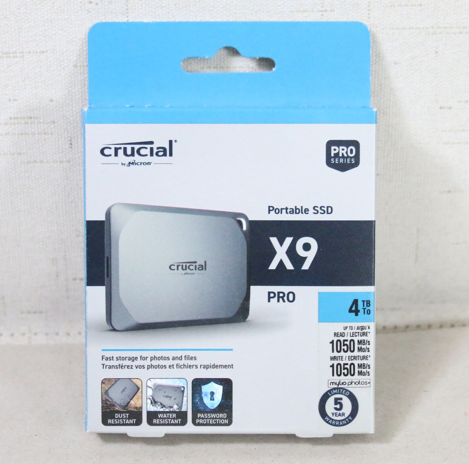 Crucial X9 Pro 4TB USB-C Portable External SSD Silver Waterproof - NEW OPEN BOX