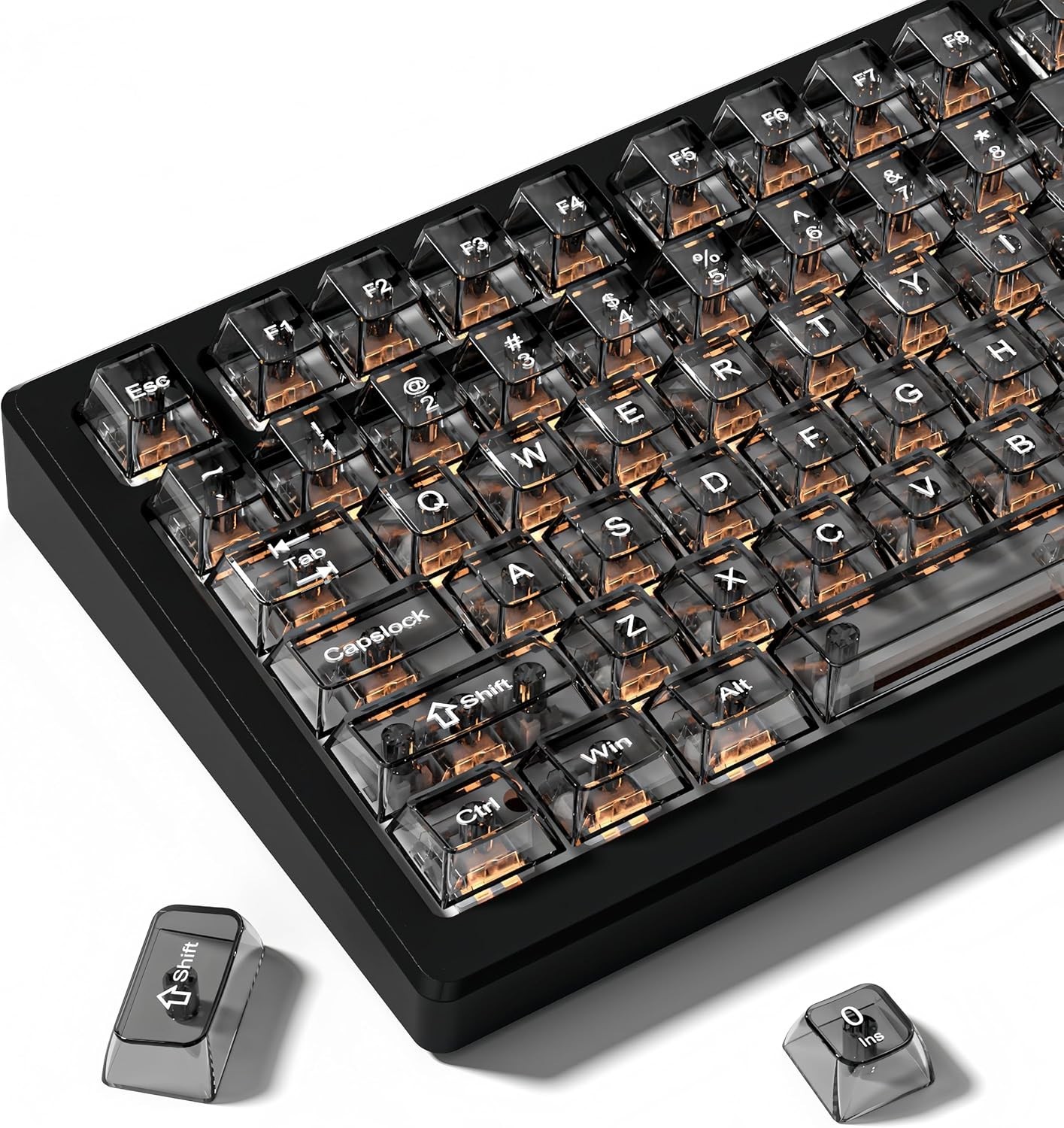 Black Clear Keyboard Keycaps Transparent Crystal Jelly Set Cherry Profile MX
