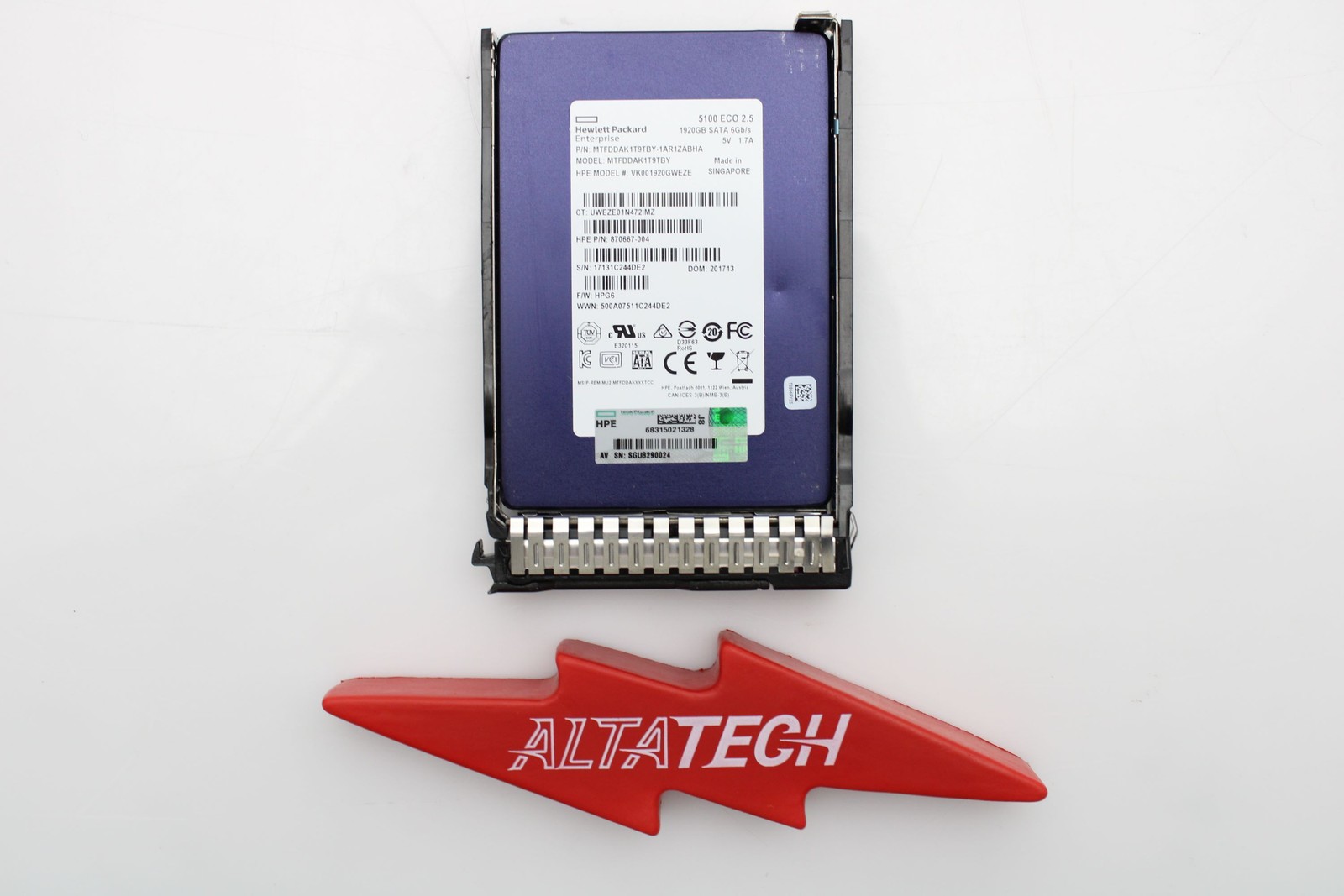 HPE 1.92TB 6Gbps SATA SFF Solid State Drive 875657-001, 2.5" RI SC DS Tested SSD