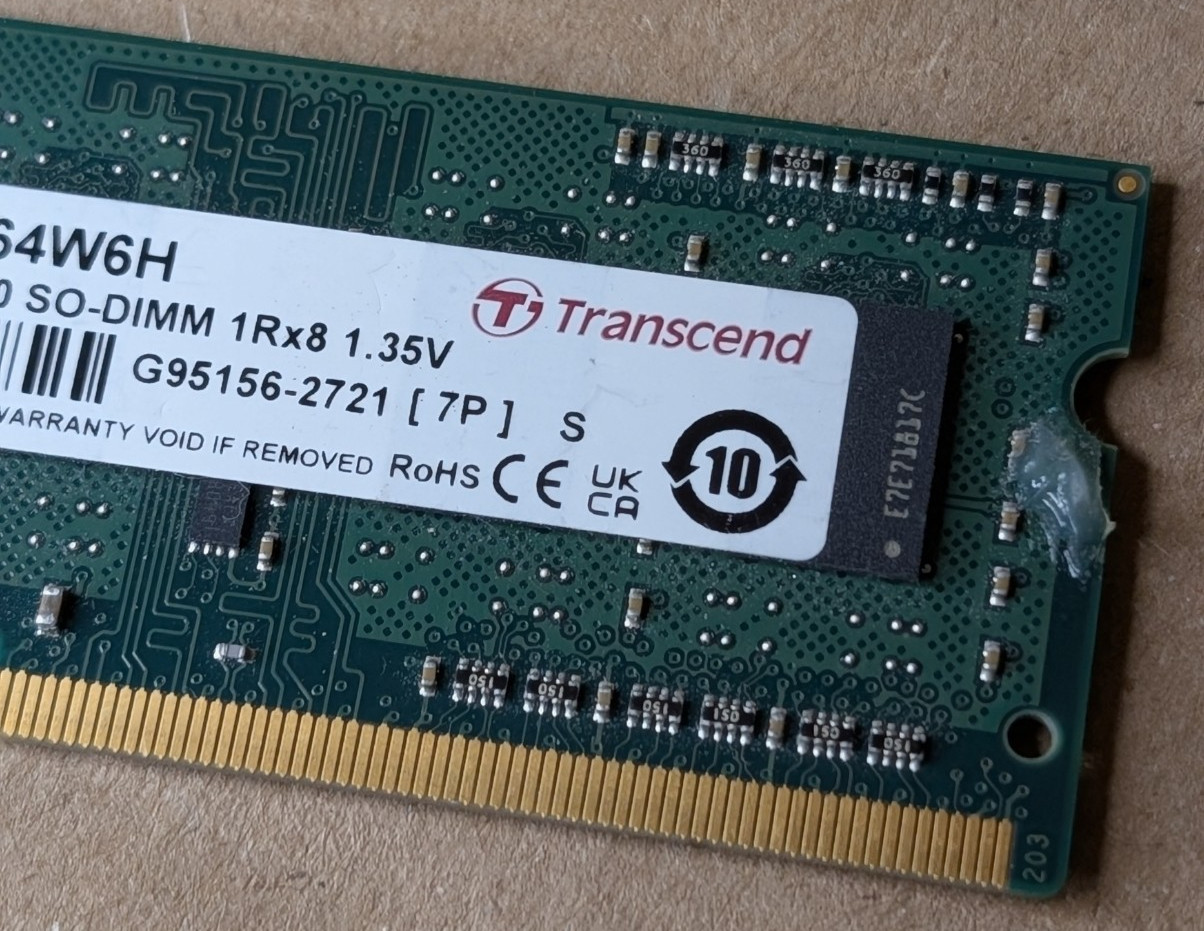 Transcend TS512MSK64W6H 4GB DDR3L 1600MHz PC3L-12800 204-Pin SO-DIMM Laptop RAM