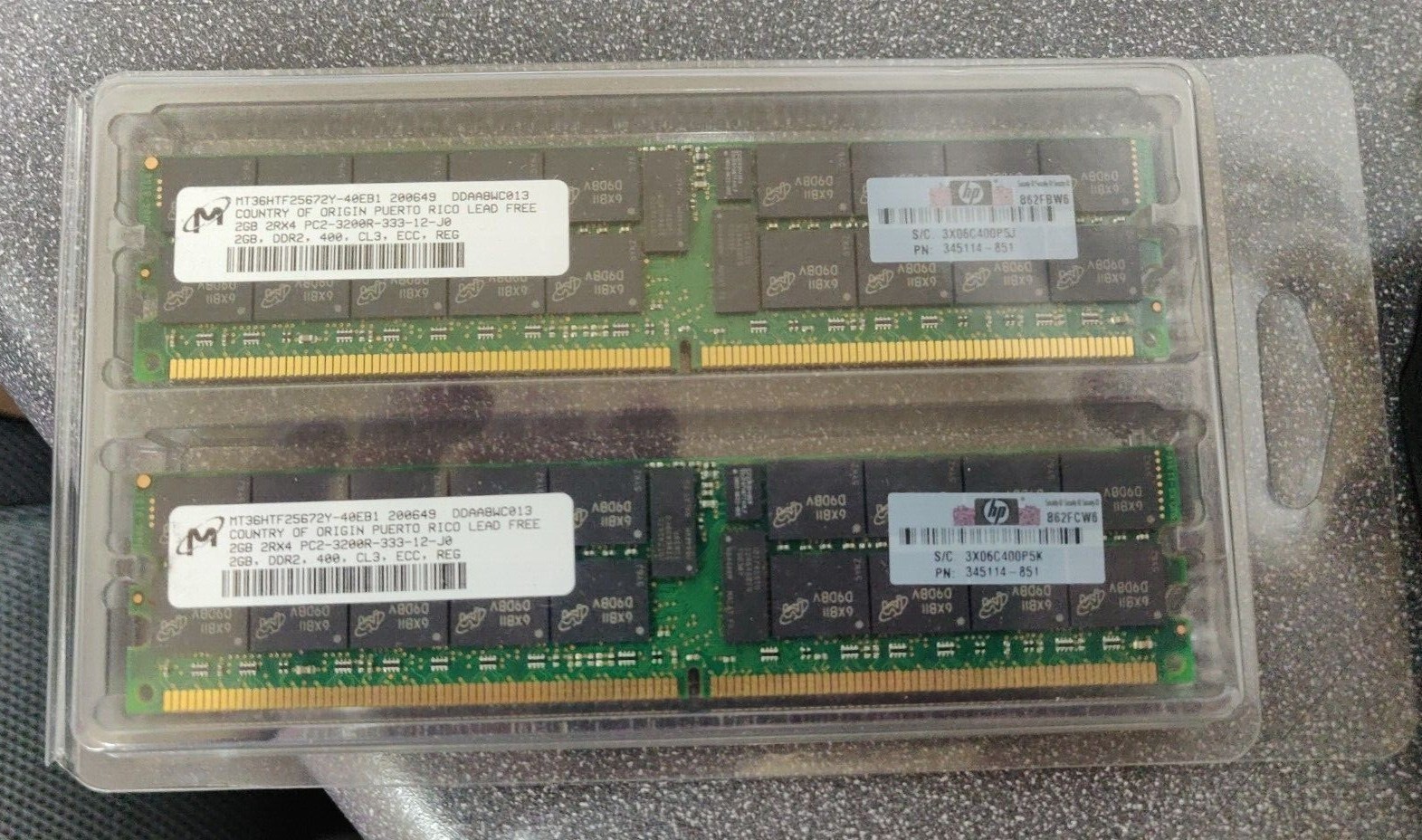 40x HP 345114-851 MT36FTH25672Y-40EB1 2GB 2Rx4 PC2-3200R ECC REG Server Memory