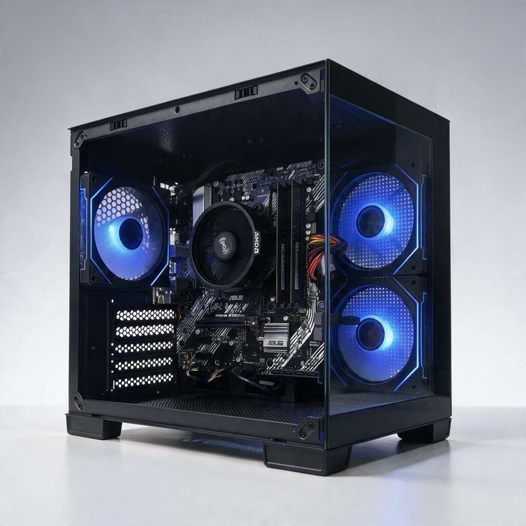 Budget Gaming PC RGB AMD Ryzen 5 2400GE Vega 11 16GB RAM 256GB SSD Win11 WiFi 6