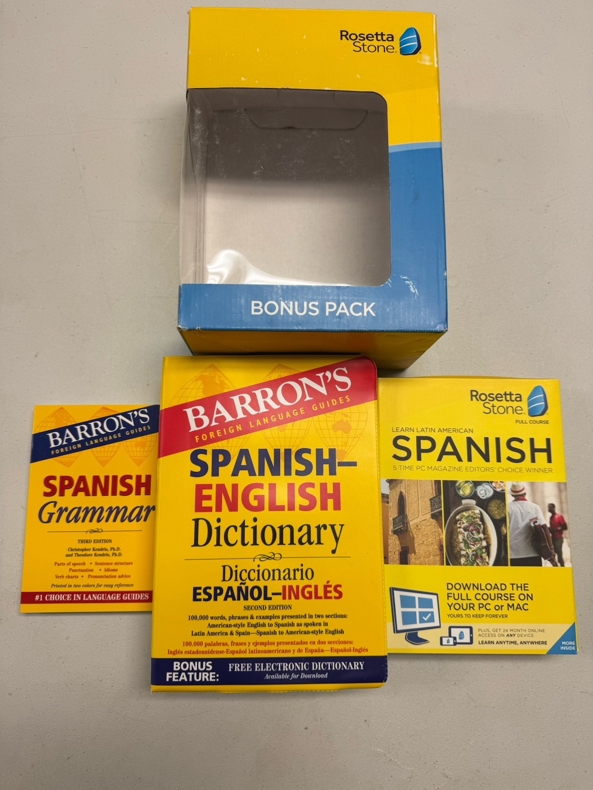 Rosetta Stone Spanish Bonus Pack Bundle Lifetime Online Access + Grammar Guide +