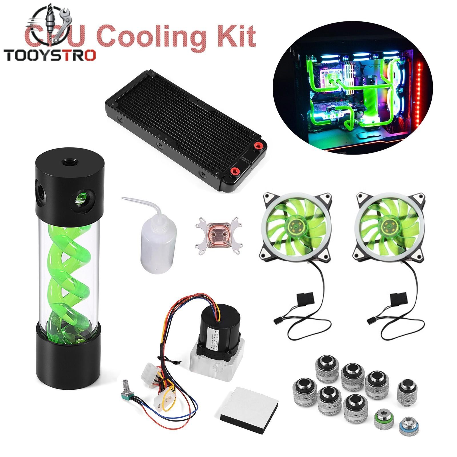 PC Liquid Water Cooling Kit 240mm CPU Block 2 LED Fan Pump Reservoir GB