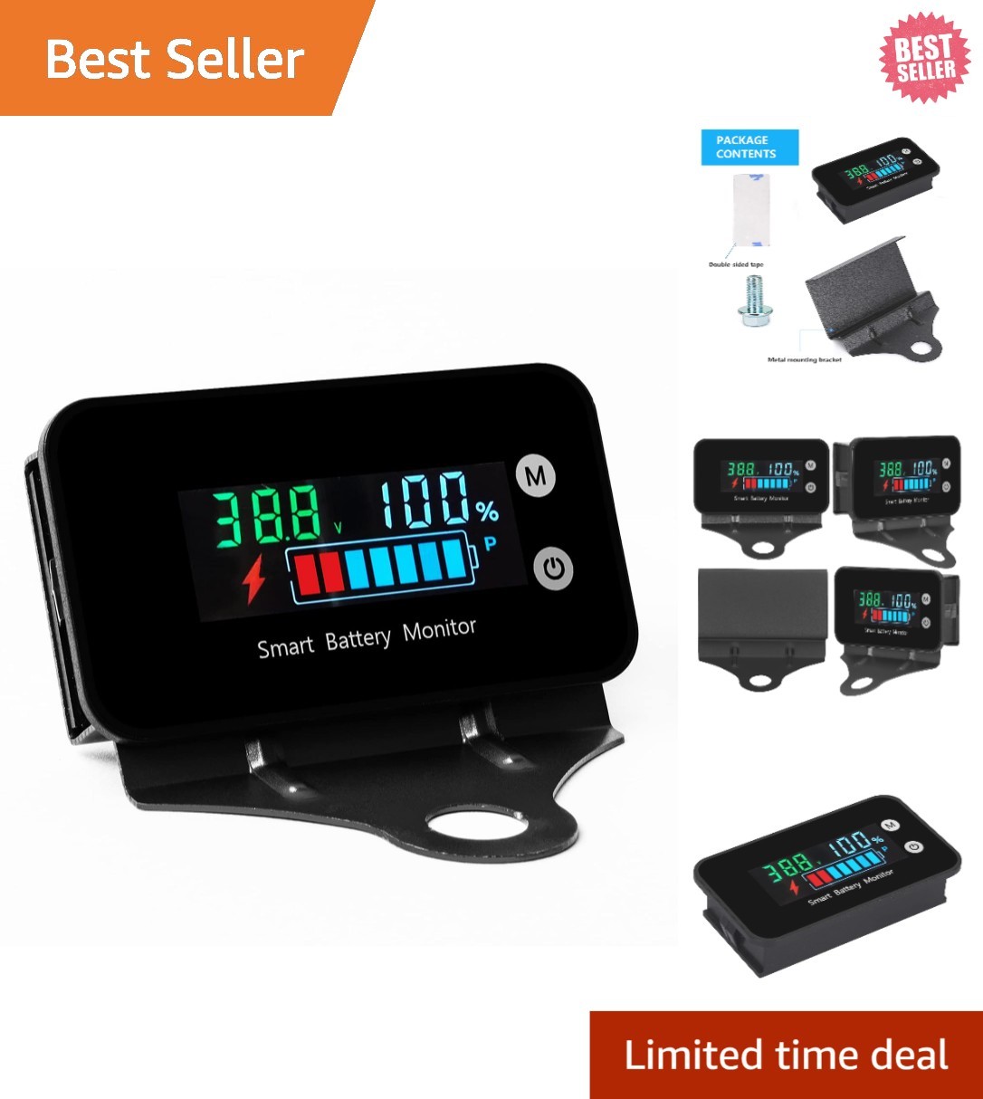 All-in-One Battery Monitor -  Waterproof with Temperature & Buzzer Alerts