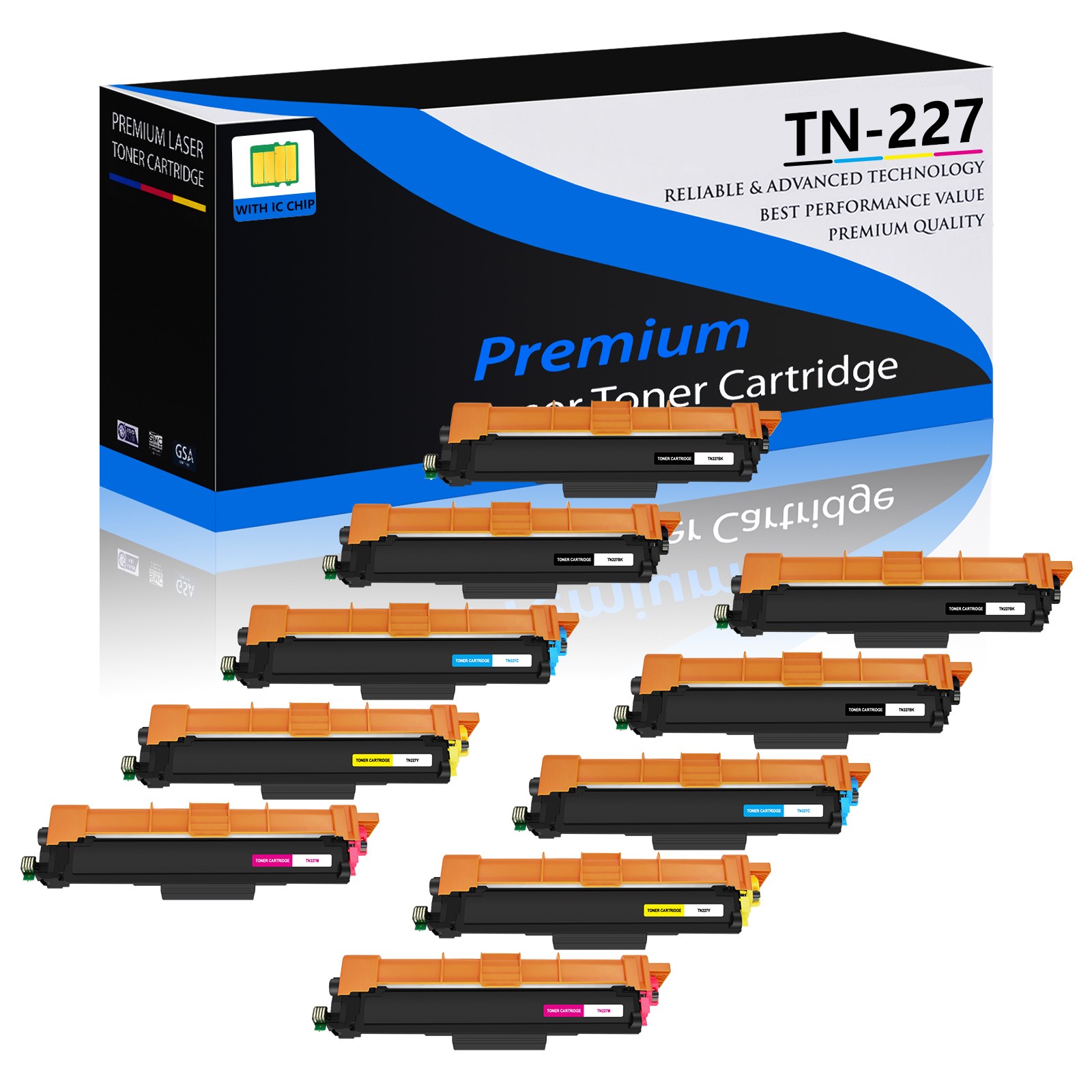 10x TN227 BK/C/M/Y Color Toner Set for Brother TN223 HL-L3210CW HL-L3230CDW
