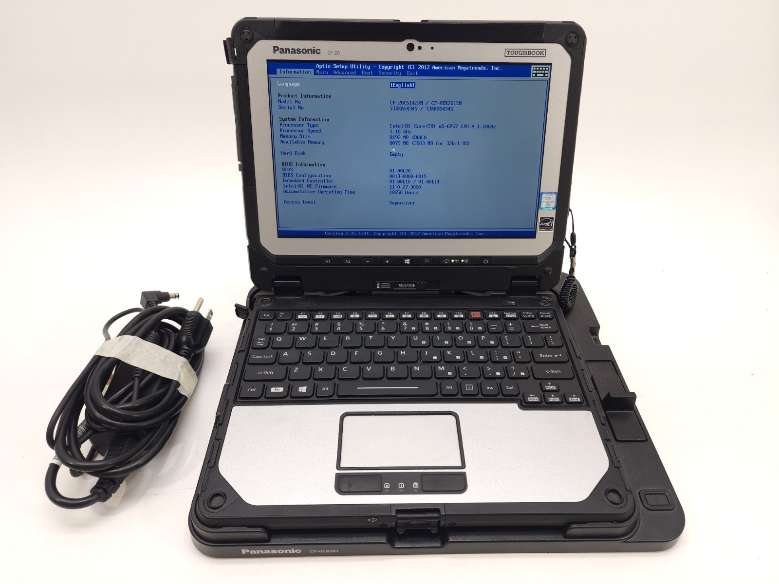 Panasonic Toughbook CF-20 10.1" Touchscreen Core m5-6Y57 8GB RAM No Hdd