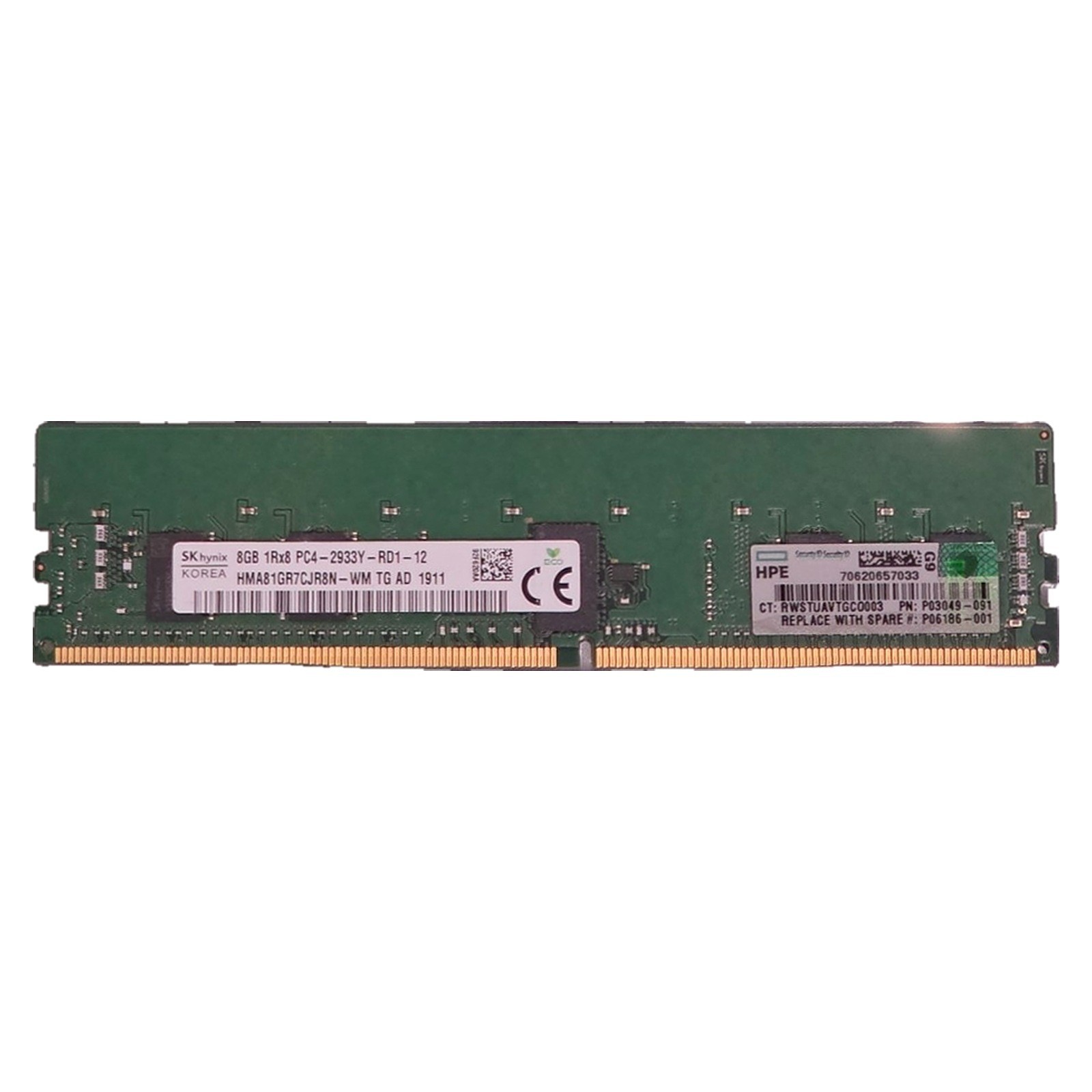 HPE P06186-001 P03049-091 8GB PC4-2933Y DDR4 ECC RDIMM SK hynix HMA81GR7CJR8N-WM