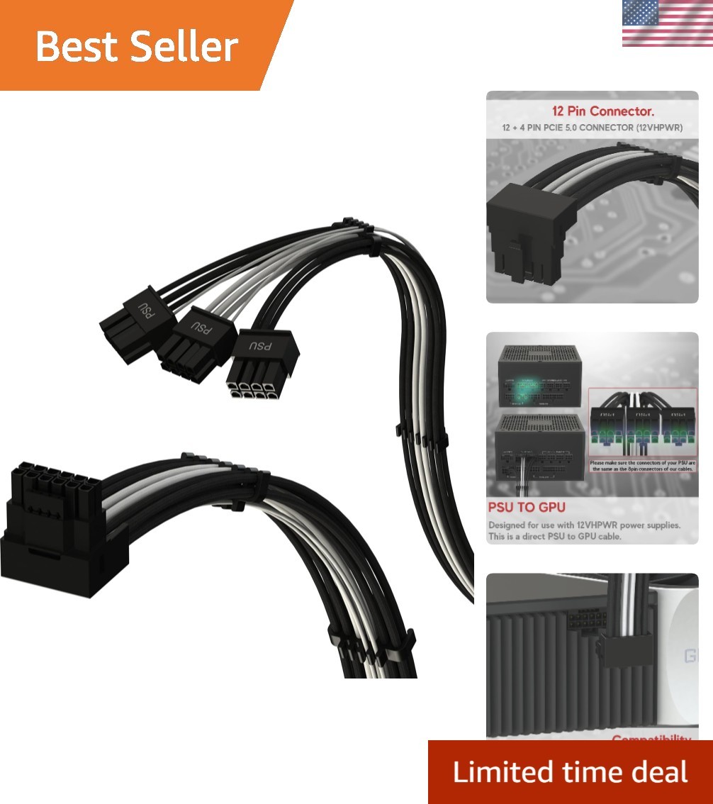 High-Quality AVA PCIe 5.0 16Pin to 3x8Pin Cable - Safe & Reliable 70cm Solution