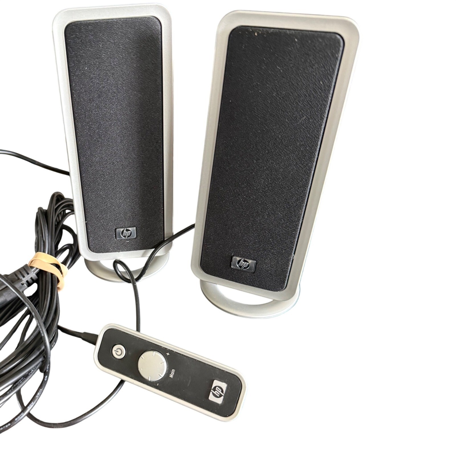 HP Powered Multimedia Computer Speakers Desktop Audio Volume Control Pod Set