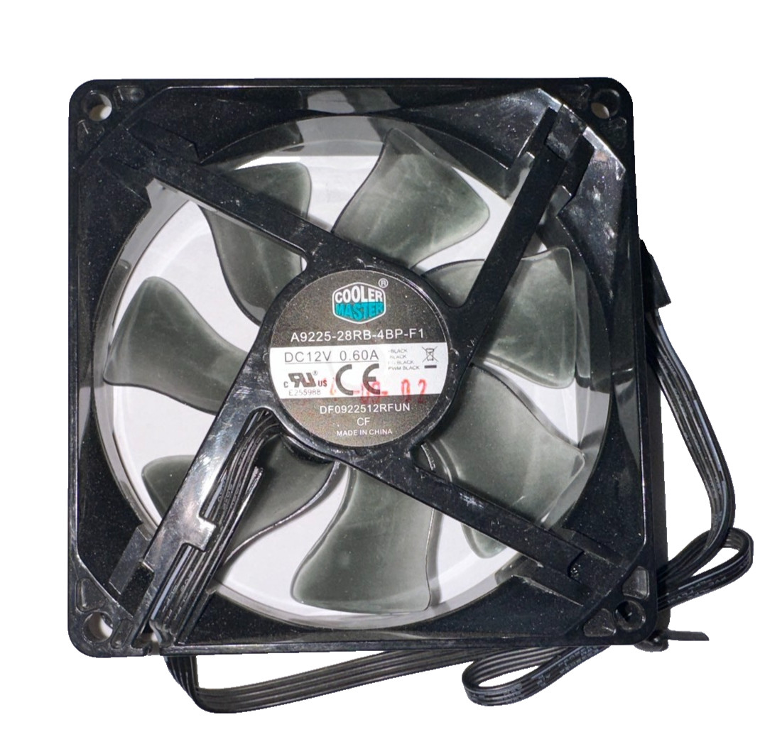 2x Cooler Master 12V 0.6A CPU PC Fan 92mm A9225-28RB-4BP-F1 DF0922512RFUN Black
