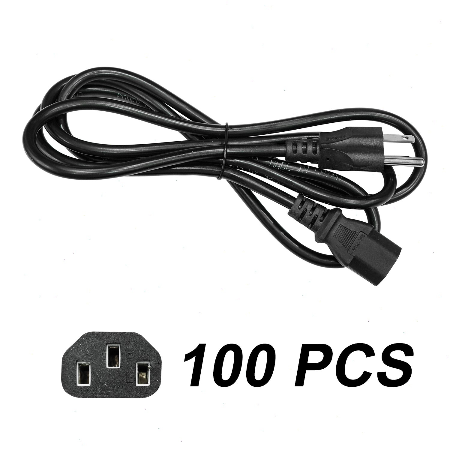 100 LOT AC Power Cord Cable Desktop Monitor Computer 6ft IEC320 Heavy Duty