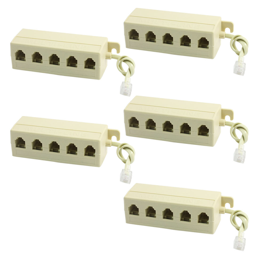 5pcs RJ11 6P4C to 6P4C M-5F 5 Way Telephone Line Modular Splitter