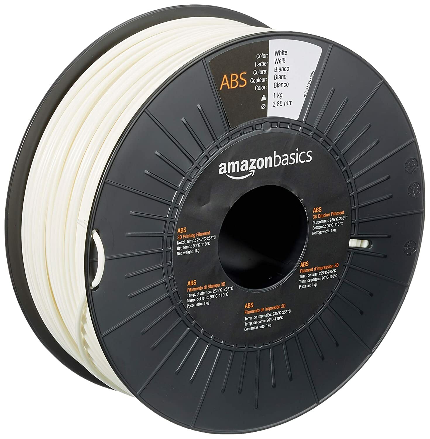 AmazonBasics Petg3D Printer Filament, 2.85mm, White 1 kg Spool NEW