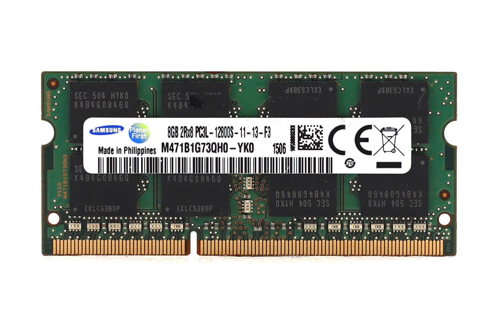 Samsung 8GB 2Rx8 PC3L-12800S-11-13-F3 Laptop Memory P/N: M471B1G73QH0-YK0 Tested