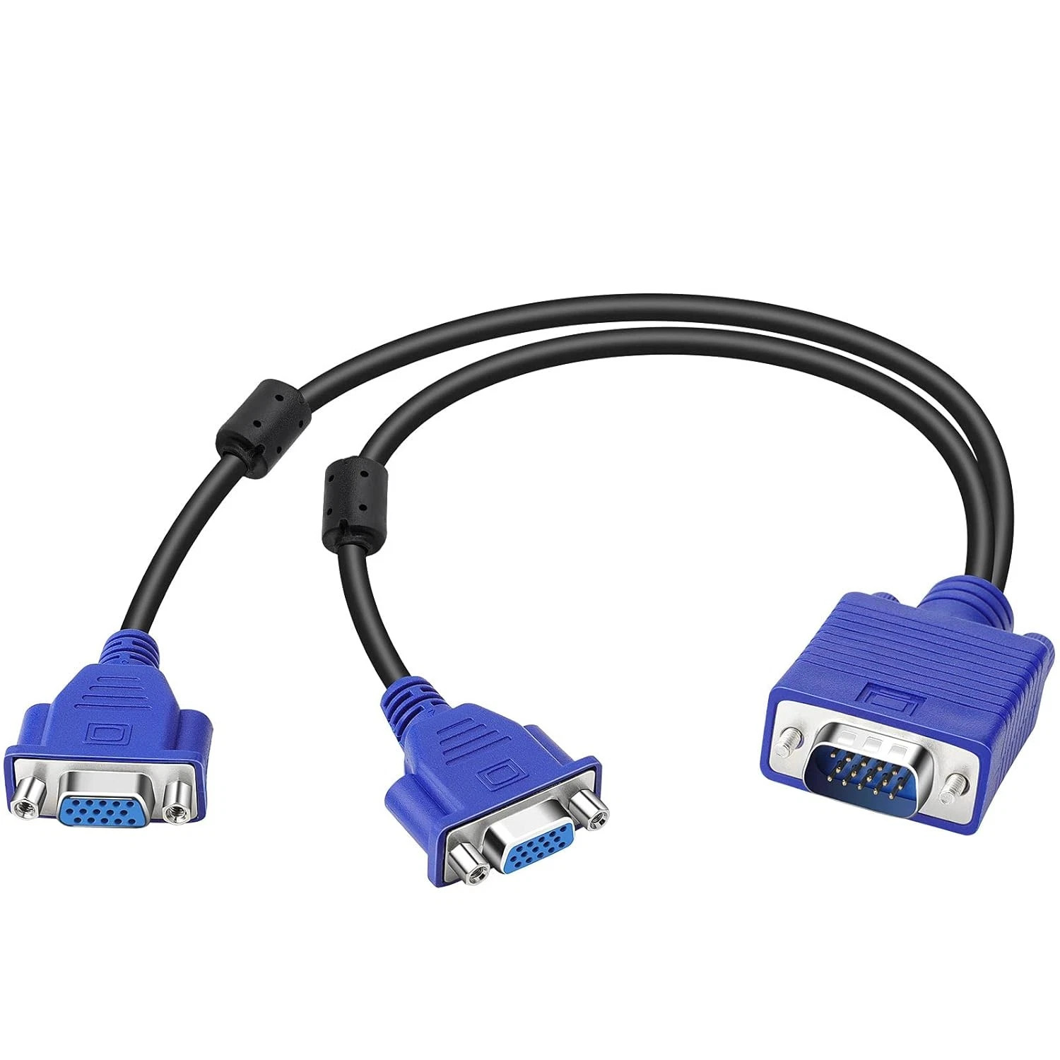 1 PC To 2 VGA SVGA Monitor Male to 2 Dual Female Y Adapter Splitter Cable 15 PIN