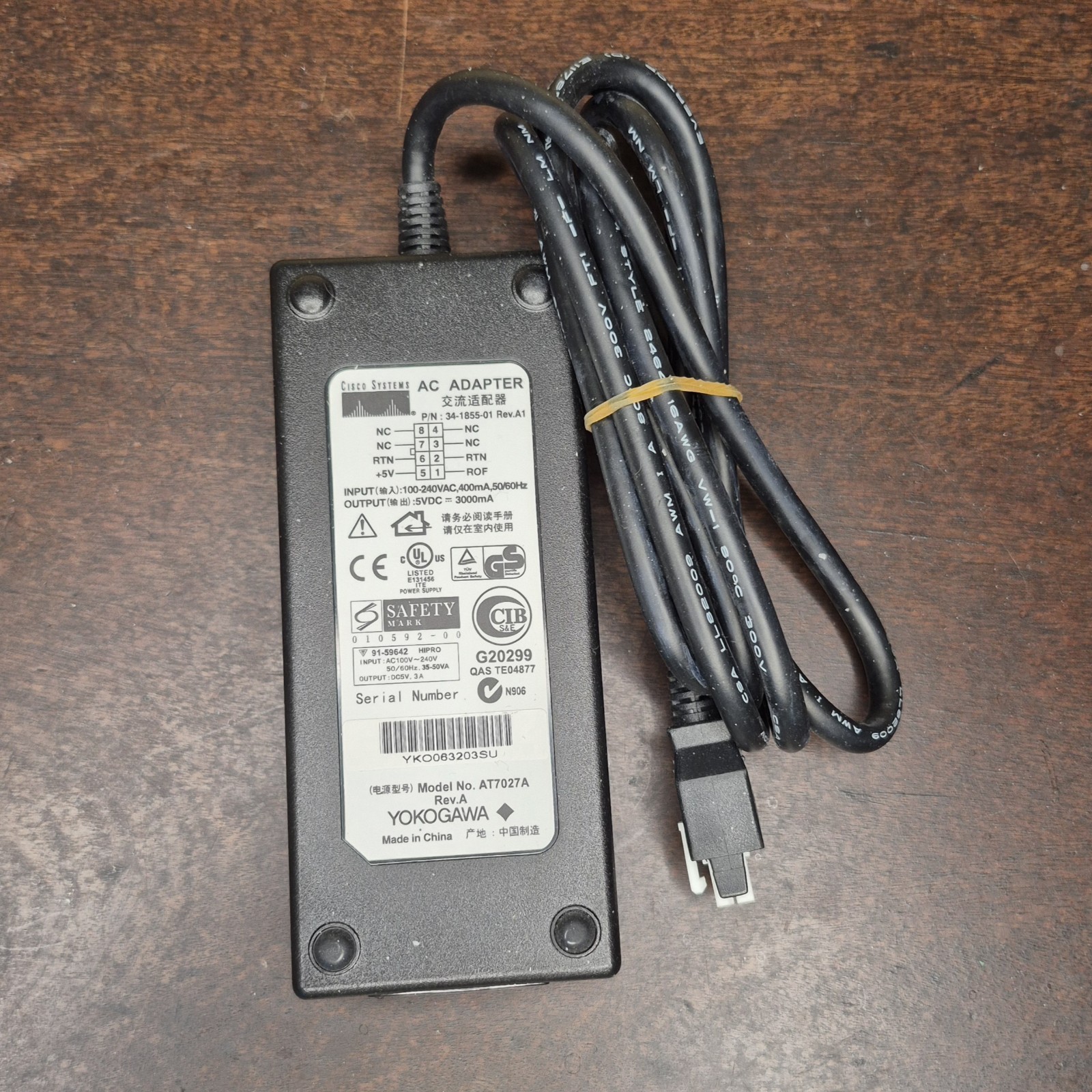 Cisco Systems 34-1855-01 AC Power Adapter 5VDC 3000mA Yokogawa