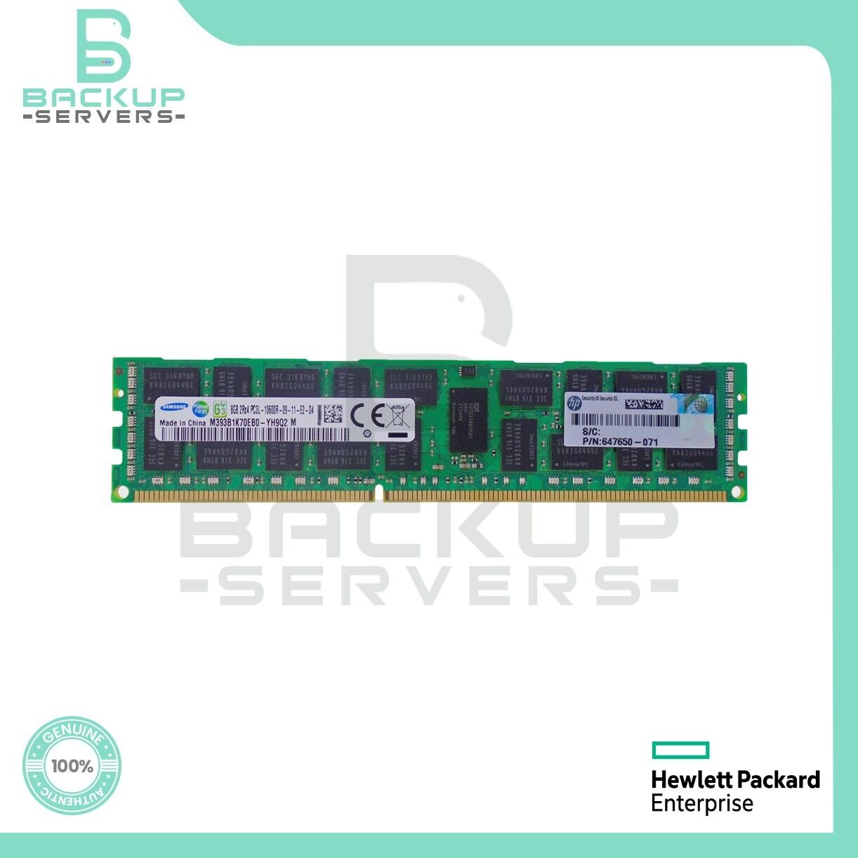 HP 8GB 2Rx4 647897-B21 1333MHz PC3-10600 CL9 240-Pin ECC Reg Memory 647650-071