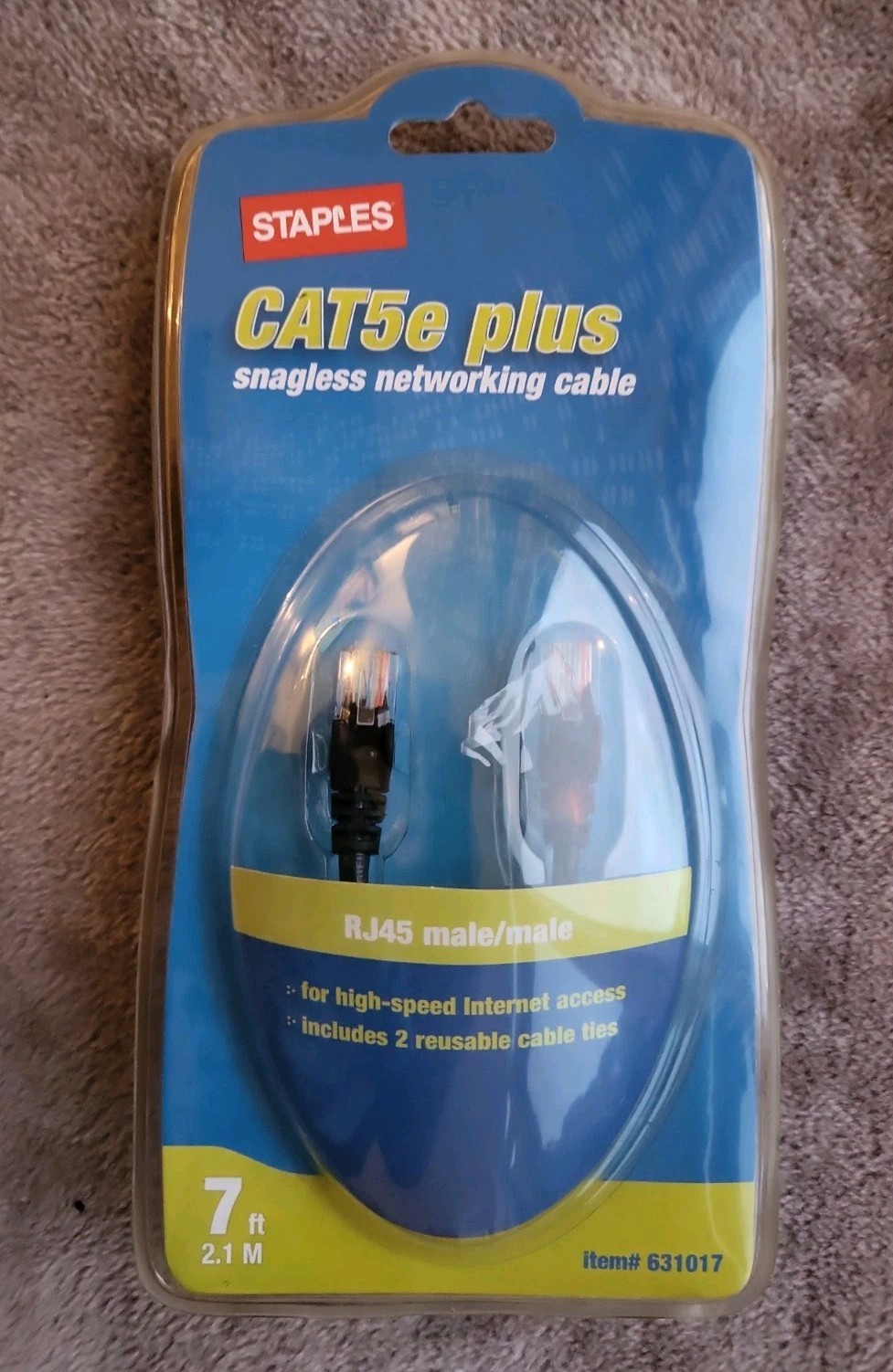 CAT5e Plus Snagless Networking Cable 7 Ft, RJ631017 RJ45 Male/Male 