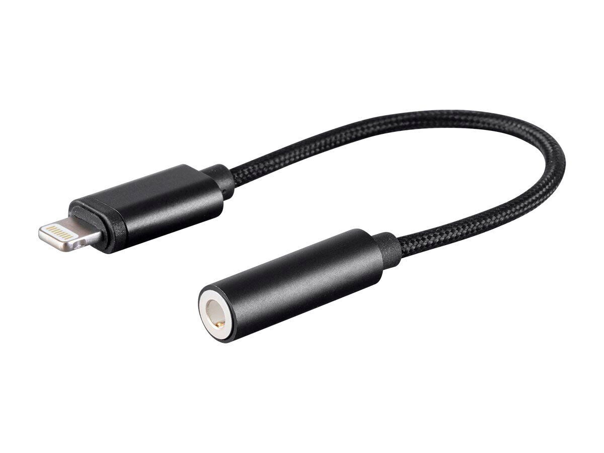 Monoprice MFi Certified Lightning to 3.5mm Audio Adapter - Black, Braided