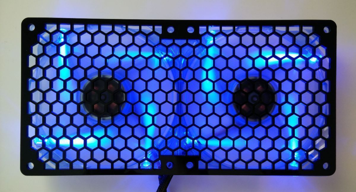 Custom Honeycomb 184mm Radiator double 92mm Fan Grill Computer Case Cooling Mod