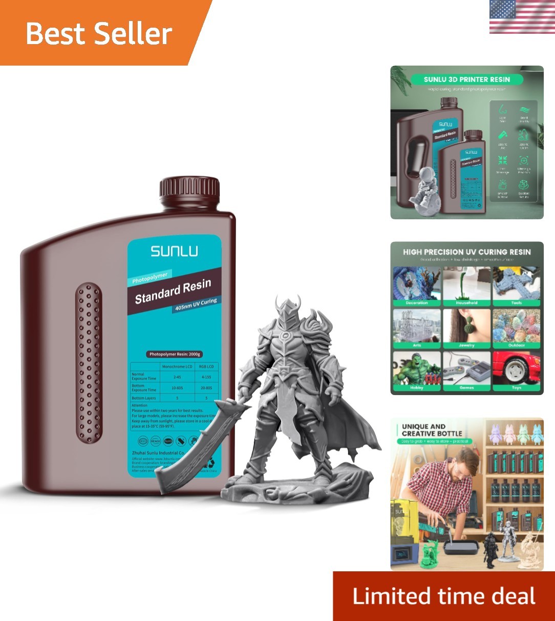 Upgraded 2KG Standard 3D Printer Resin, 405nm UV-Curing Resin LCD/DLP/SLA 3D ...