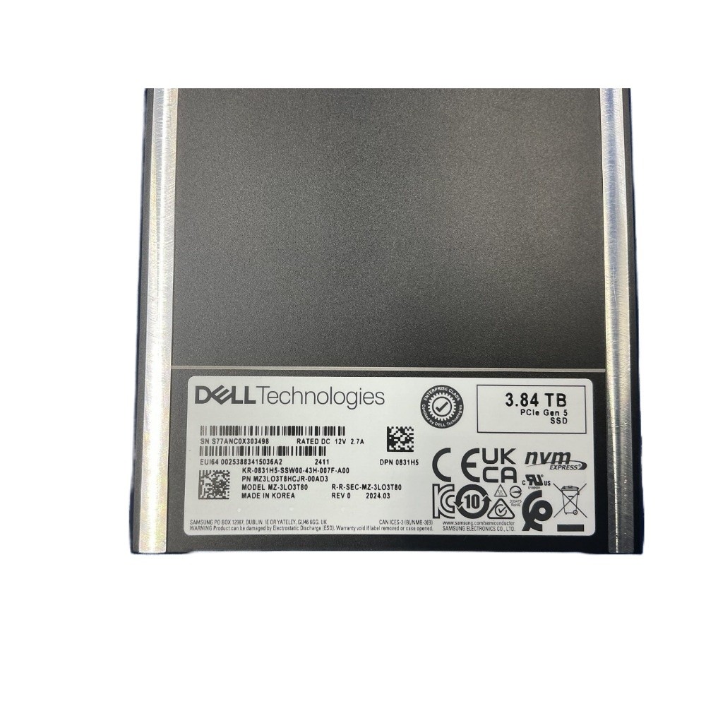831H5 MZ-3LO3T80 DELL SAMSUNG PM1743 3.84TB PCIe 5.0 E3.S NVMe 2.5" SSD