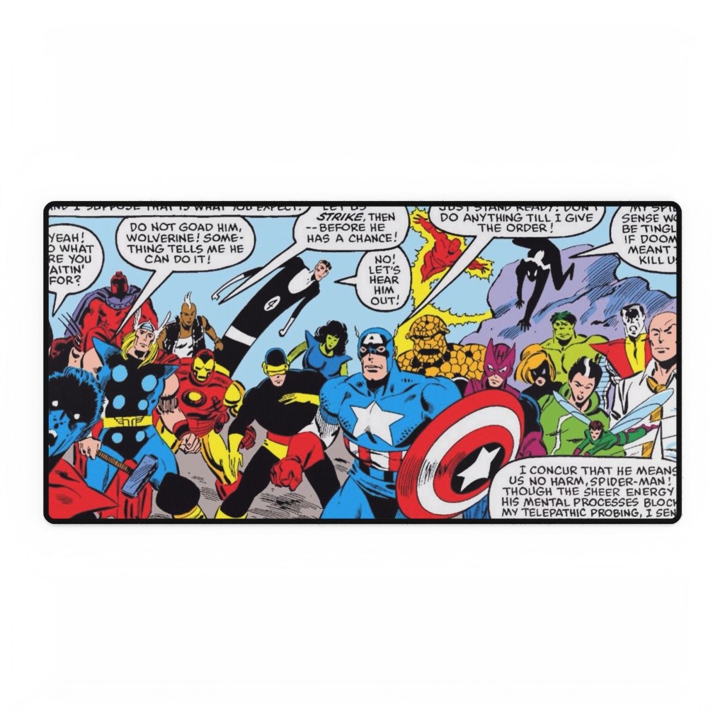 Marvel Superheroes Classic Comic Book Panel Speech Bubbles Vintage Art Mouse Pad