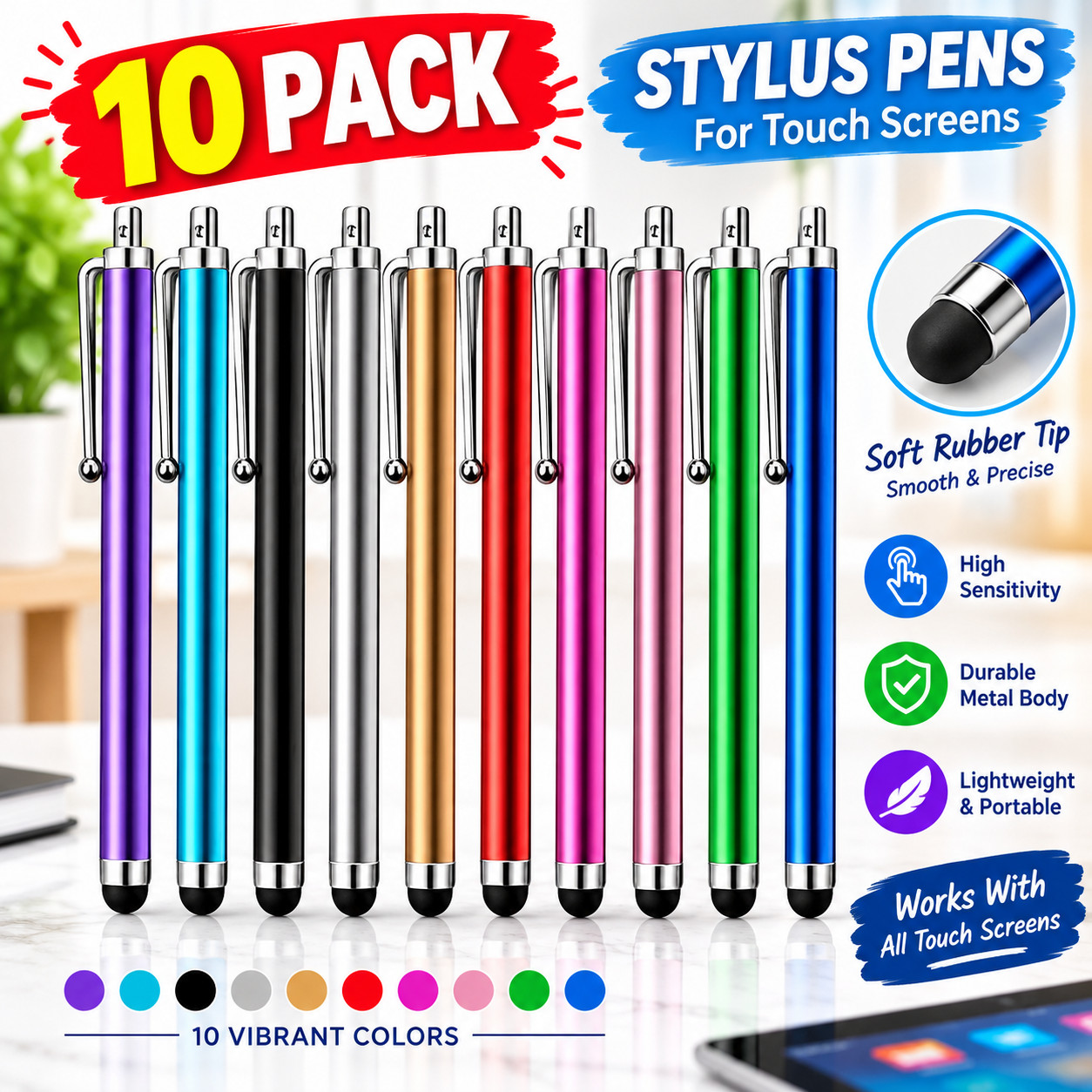 10-stylus Pen for Touch Screen Tablet Capacitive Stylist Pen Cell Phone
