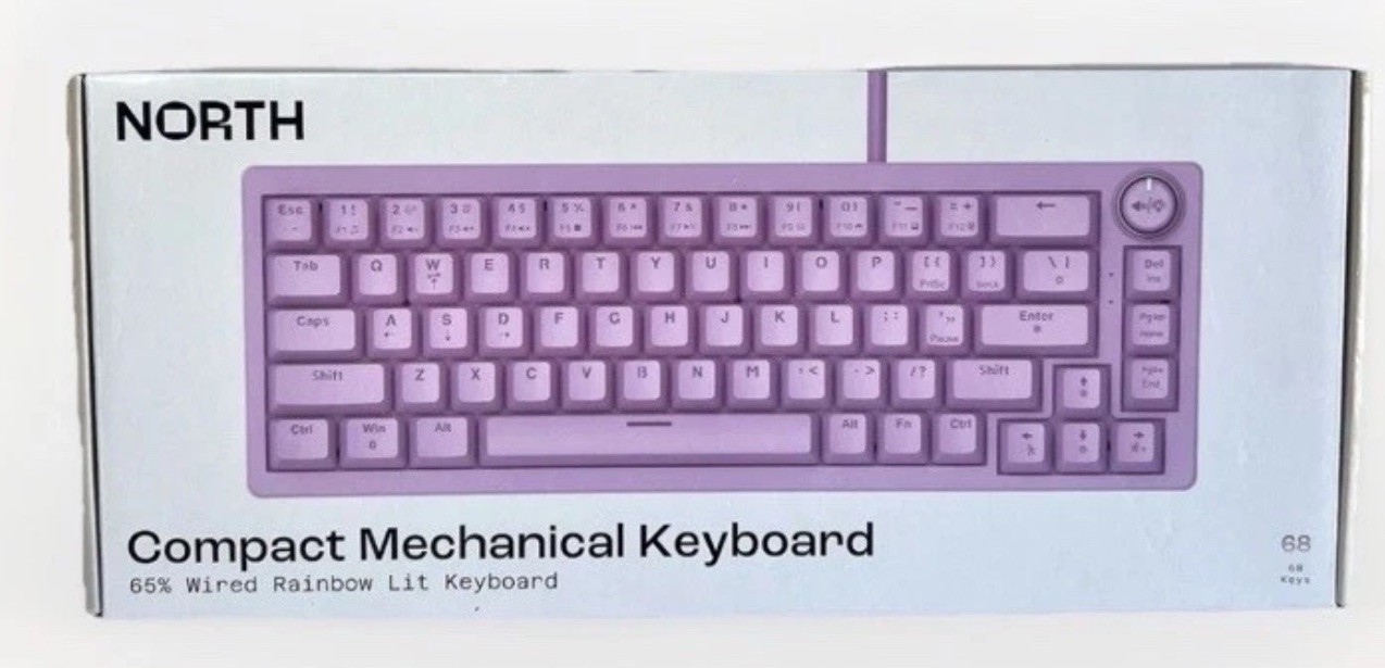 NORTH Compact Mechanical Keyboard 65% Wired USB-A Illuminated Purple QWERTY