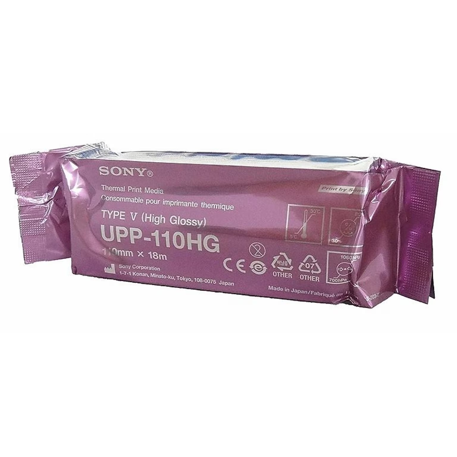 Sony UPP-110HG High Glossy Thermal Print Media 110mm x 18m for Sony Mitsubishi