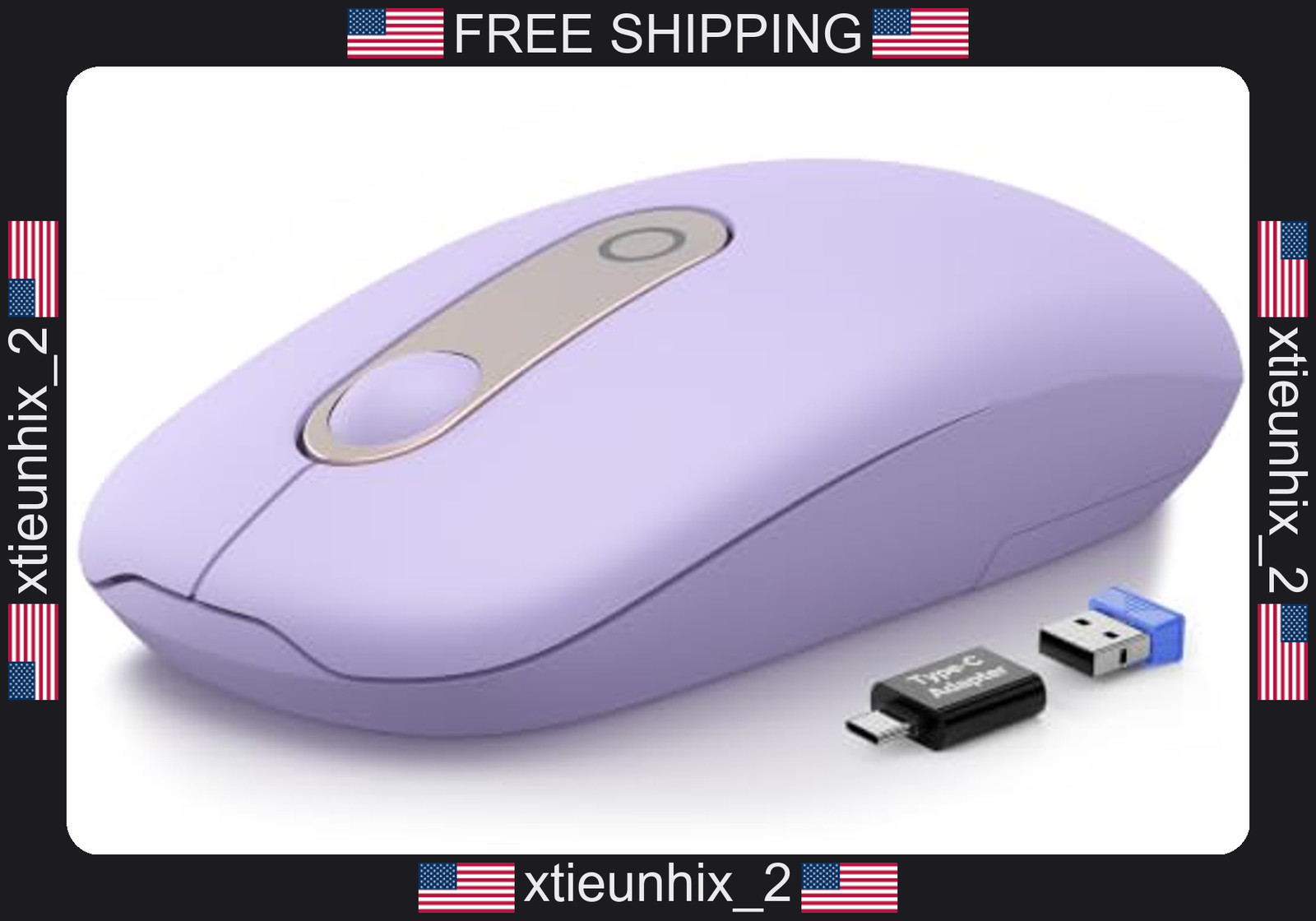 Wireless Mouse for Laptop, Compact, Quiet, USB-C Adapter Included