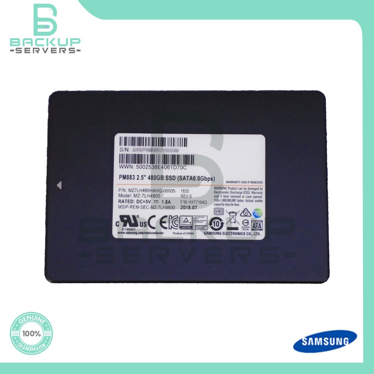 MZ-7LH4800 Samsung PM883 480GB 6Gbps SATA TLC 2.5 Solid State Drive MZ7LH480HAHQ