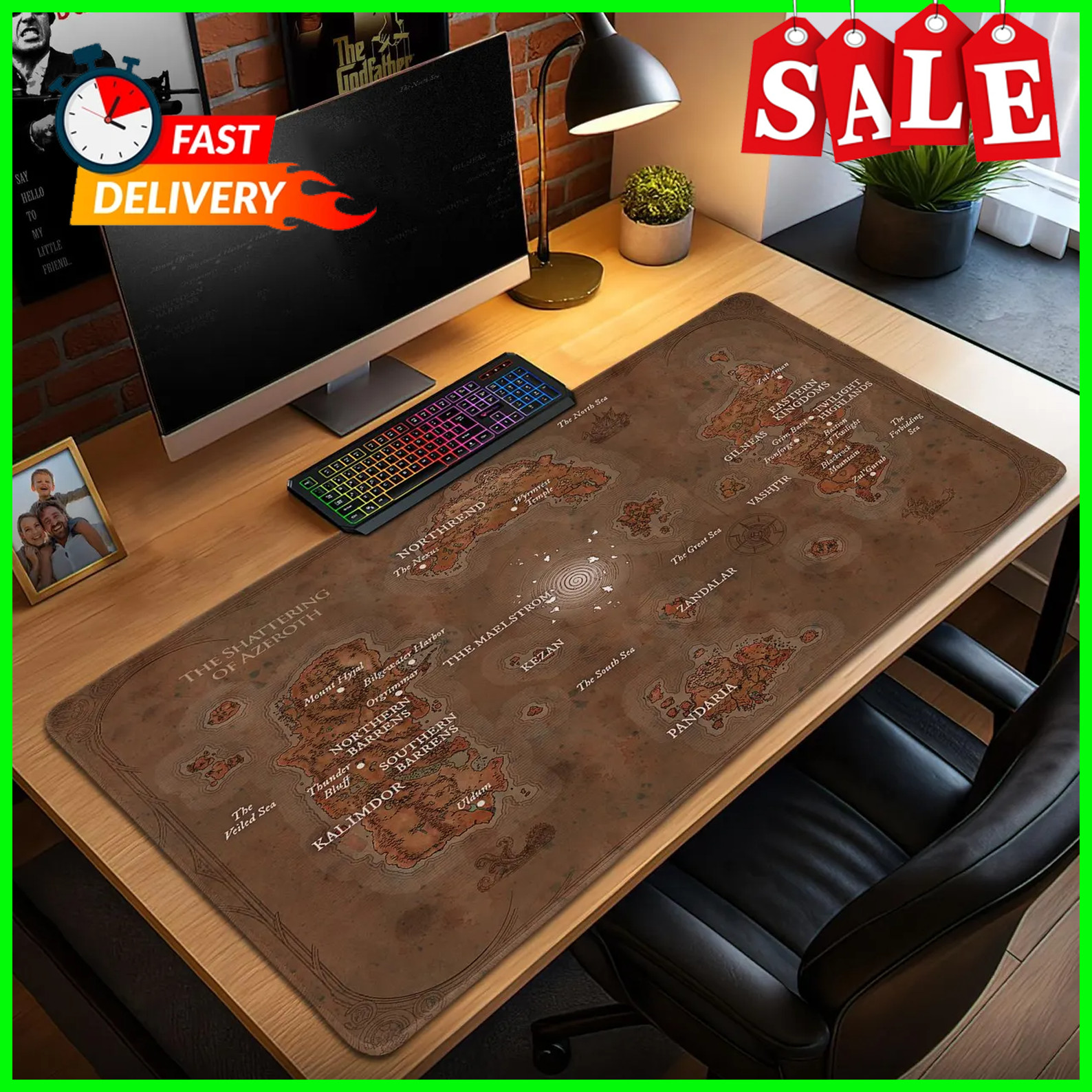 Azeroth Map Mouse Pad – World of Warcraft Gaming Desk Mat FASTSHJP258