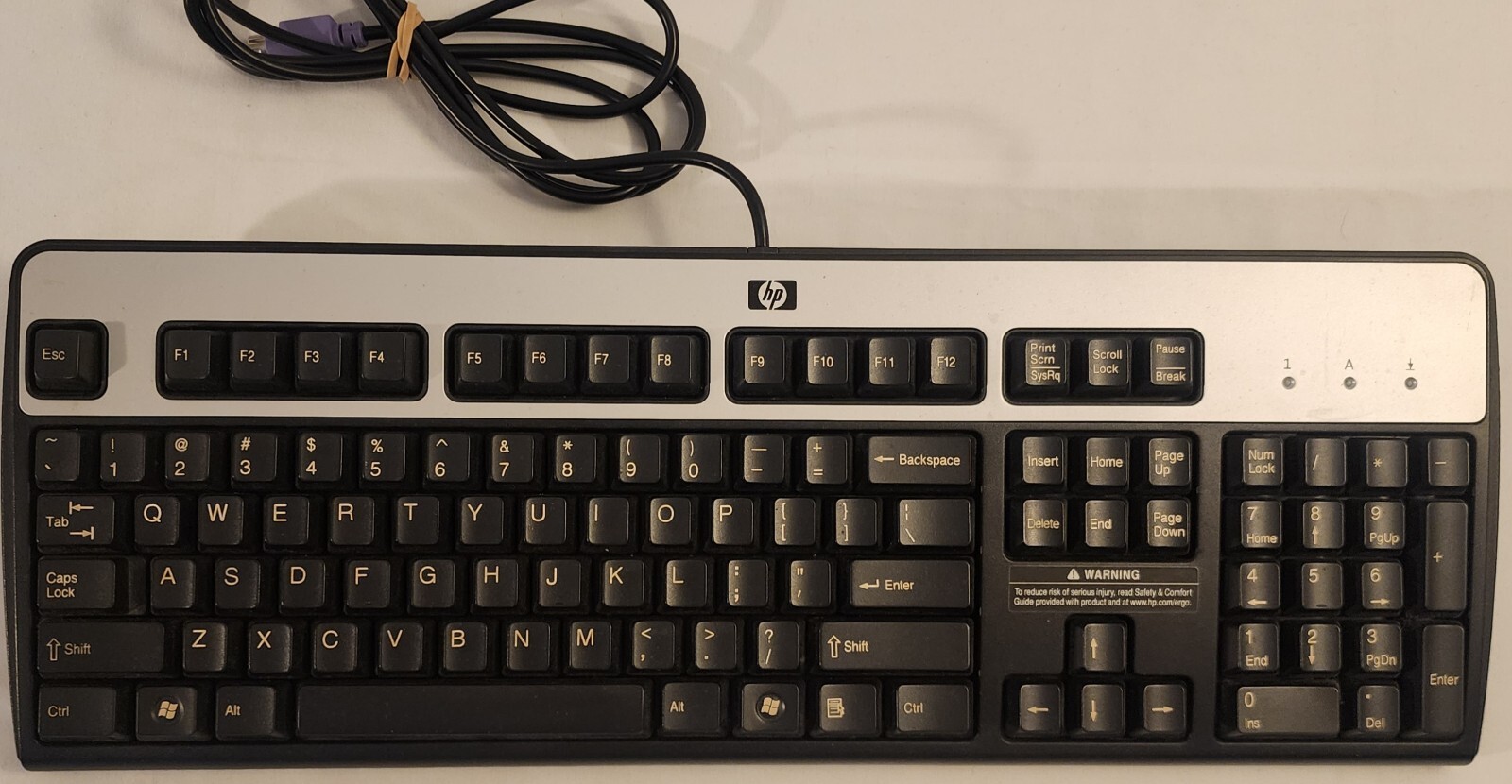 Genuine HP 9109 WIN(DOM) PS/2 Wired Keyboard 434820-001 (Black & Silver) Tested