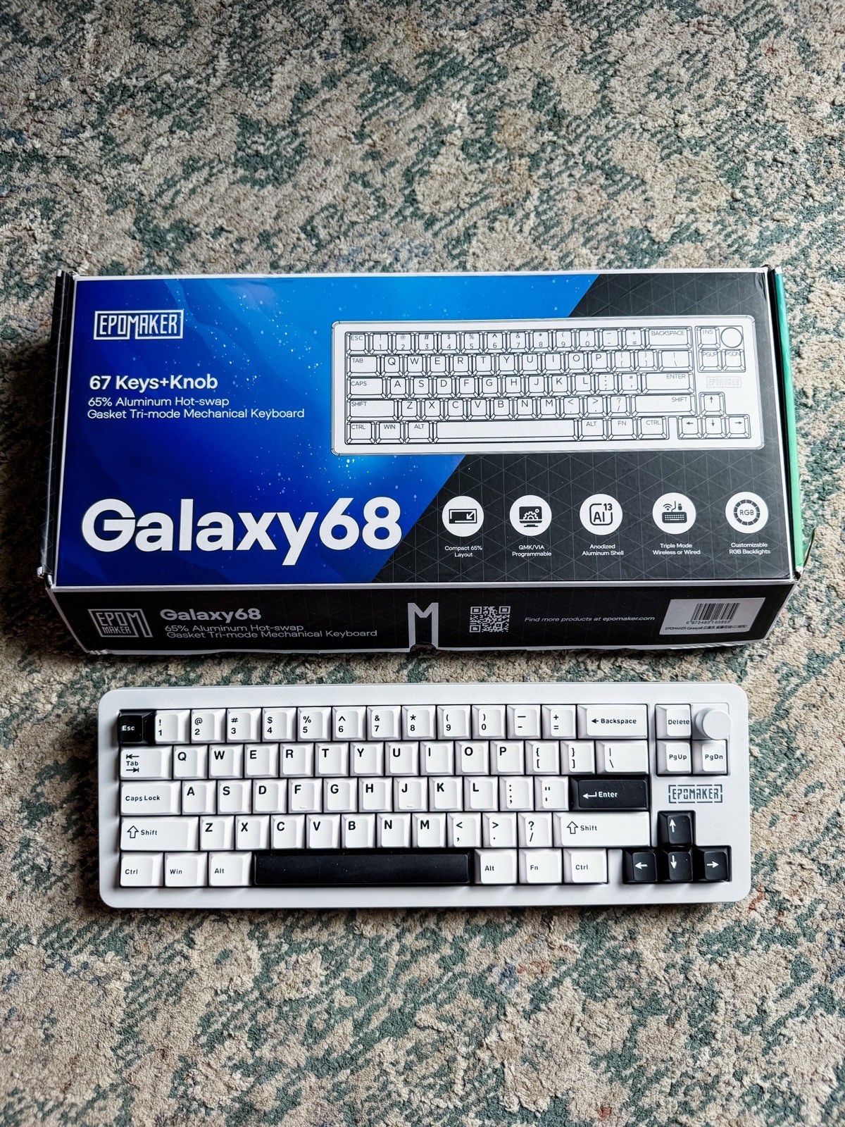 EPOMAKER Galaxy68 65% Wireless Aluminum RGB Hot-Swap QMK VIA Keyboard White