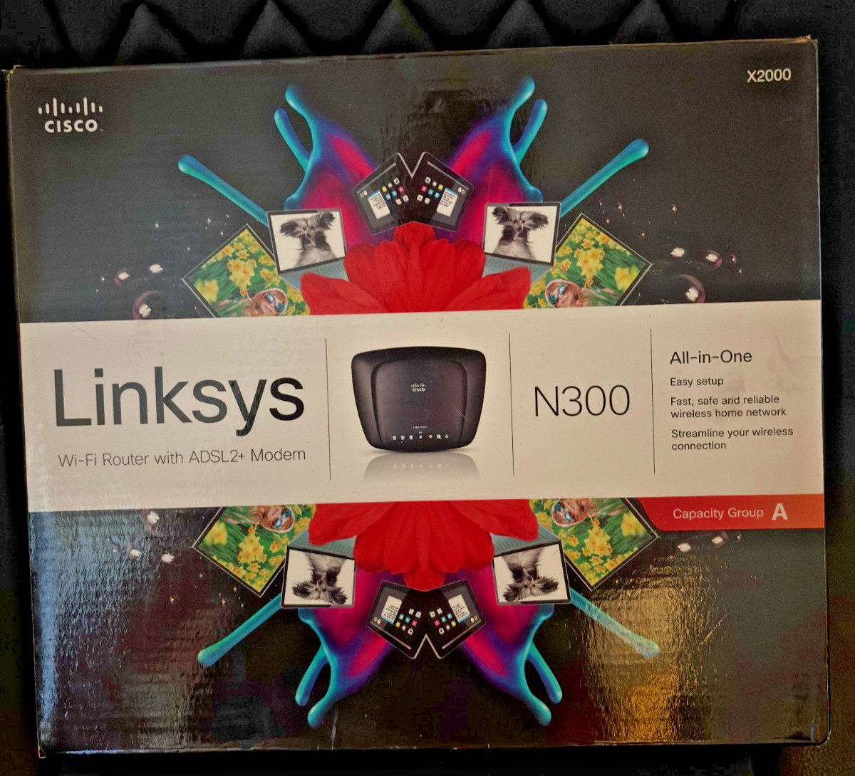 Cisco Linksys X2000 N300 All-in-One Wi-Fi Router w/ ADSL2+Modem 3-Port 10/100