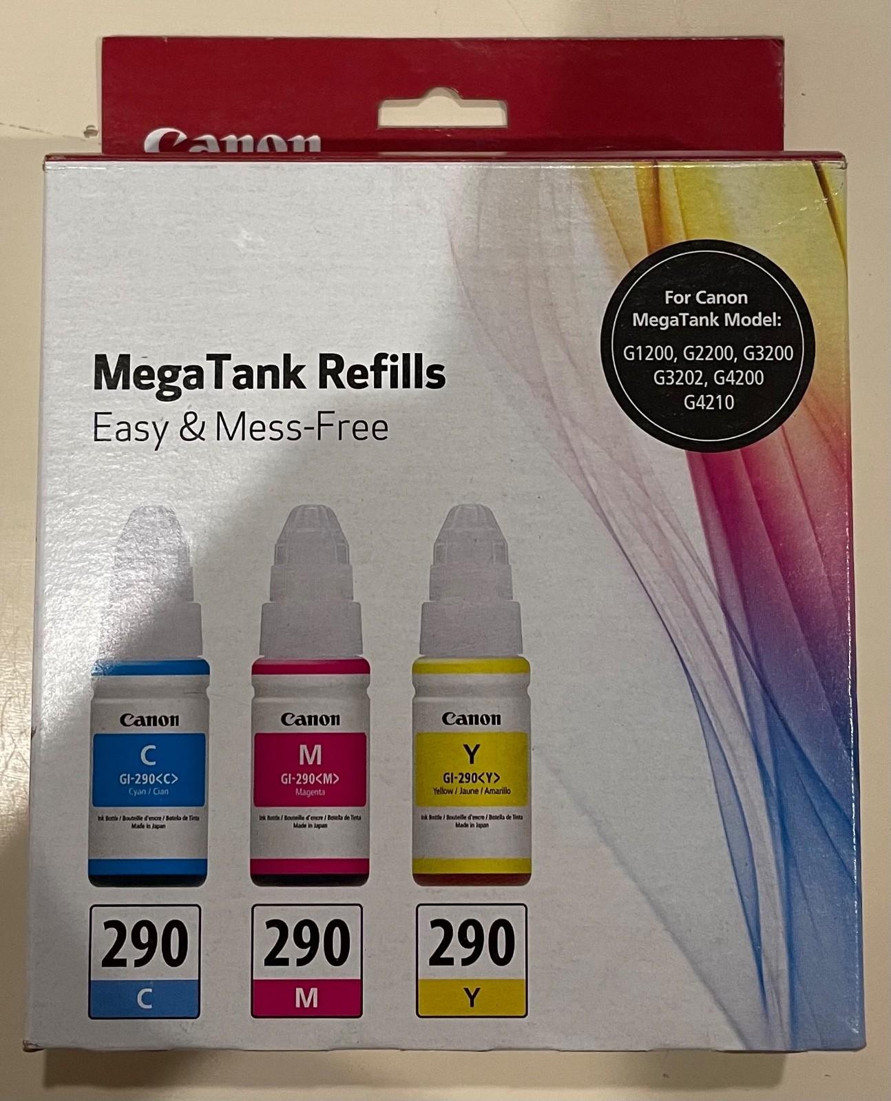 SEALED Canon Genuine MegaTank Refills GI-290 Cyan Magenta Yellow Ink 1596C005AB