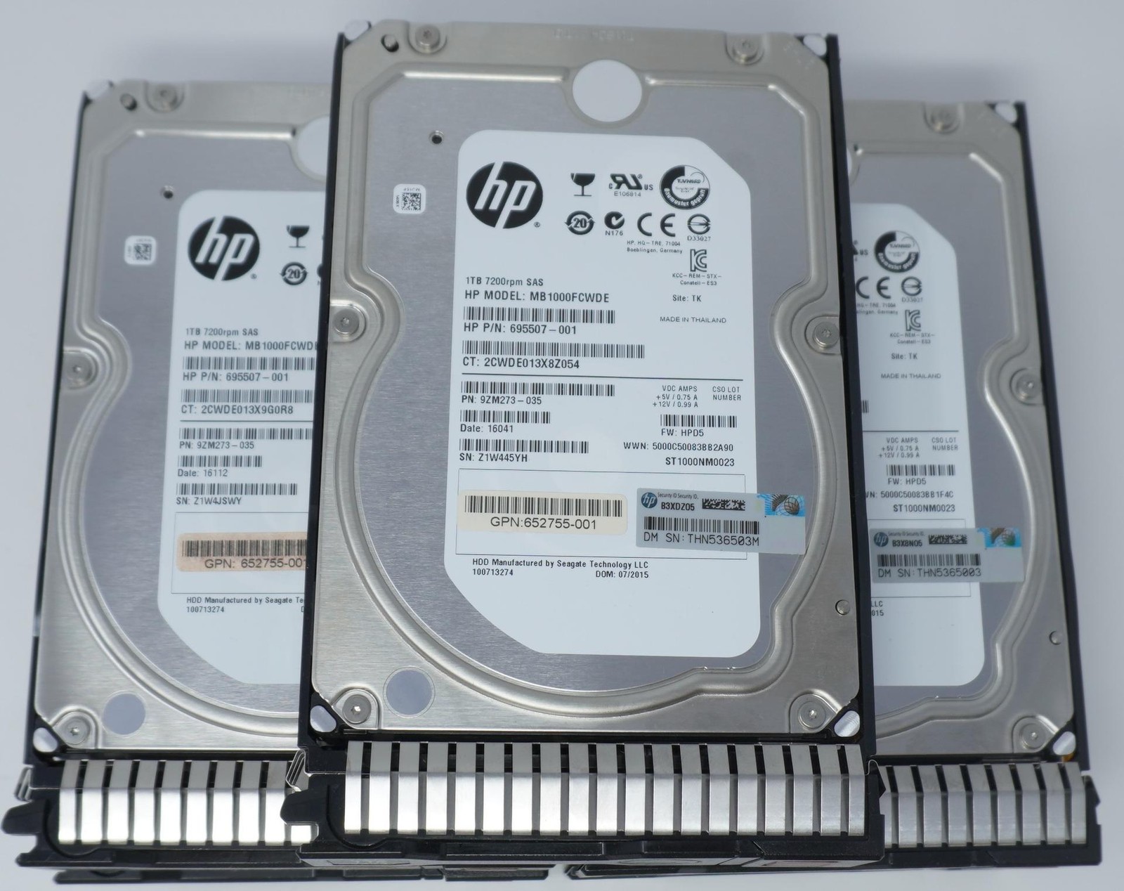 LOT OF 5 - ST1000NM0023-HP 1TB 7.2K RPM 6Gb/s 3.5" SAS Hard Drive 695507-001